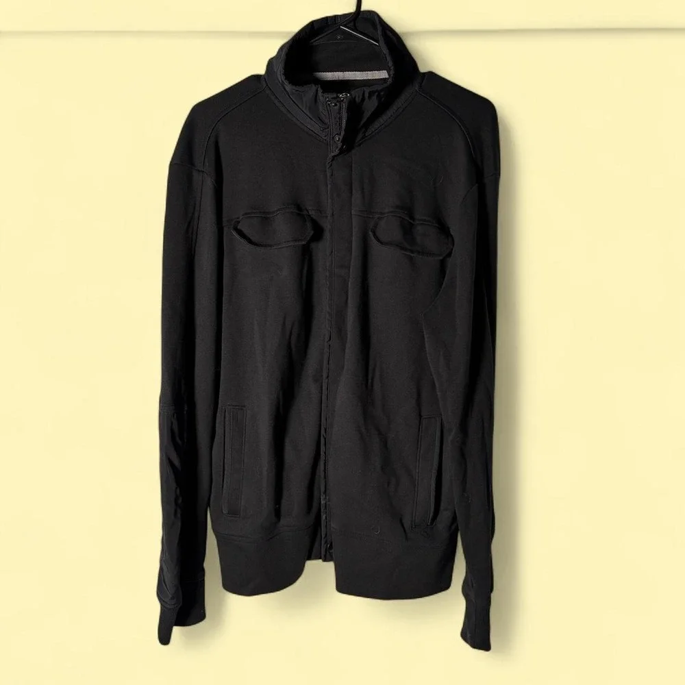 Banana Republic Full Zip Jacket Mens Large Black Excellent Mock Neck Utility